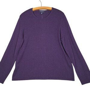 Lands End 100% Cashmere Crewneck Sweater Purple Womens XL 18-20 Long Sleeve NEW